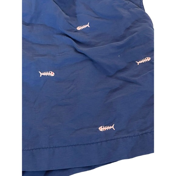 J Mclaughlin Mens Gingham Blue Fish Fishes Swim Trunks Suit Bathing Size S RARE - Picture 2 of 14